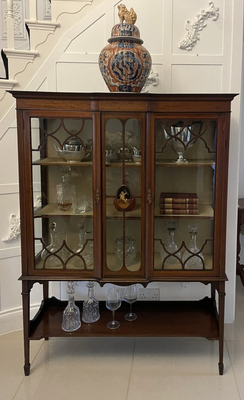 Antique Edwardian Superb Quality Inlaid Mahogany Display Cabinet - Image 3